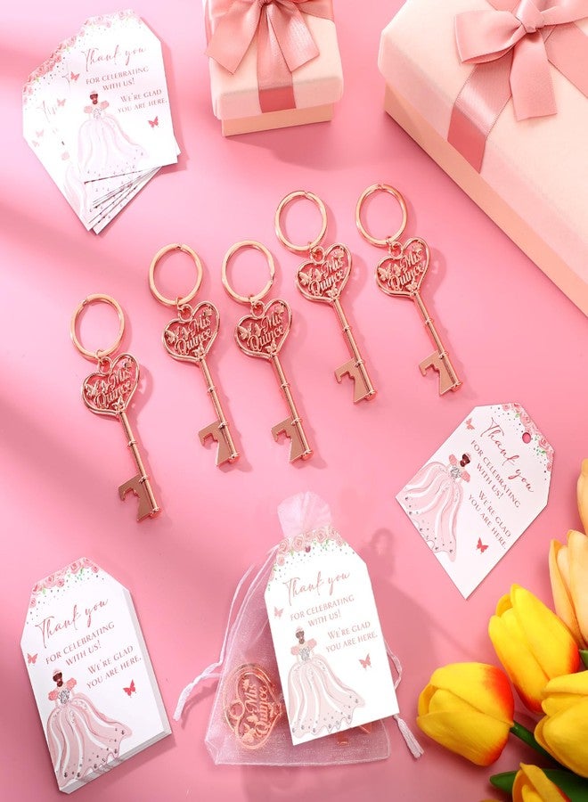 Aurelema 50 Sets Quinceanera Party Favors for Guests Butterfly Bottle Opener Keychain Thank You Tag Organza Bag Sweet 15 Years Quinceanera Gifts for Mis Quince Birthday Party Supplies (Rose Gold) - Image 5